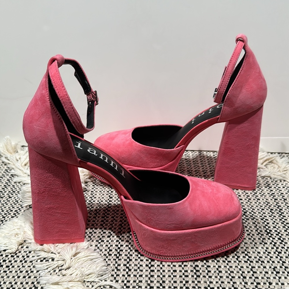 Gianni Bini Otten Suede Ankle Strap Platform Pumps - Picture 9 of 11